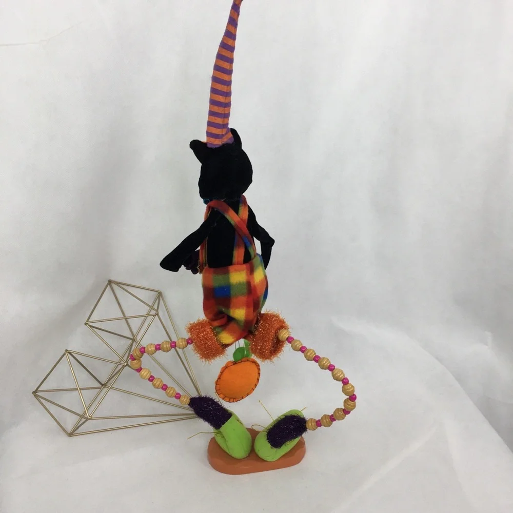 Adorable Halloween Cat  in Black, Orange, Purple, and Green… Bendable!